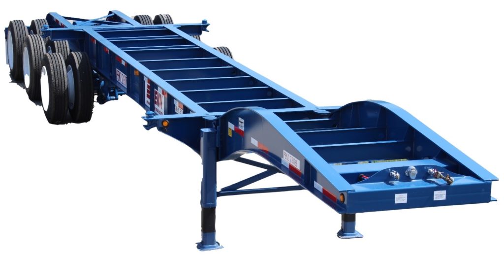triaxle drop frame chassis with an extendable slider